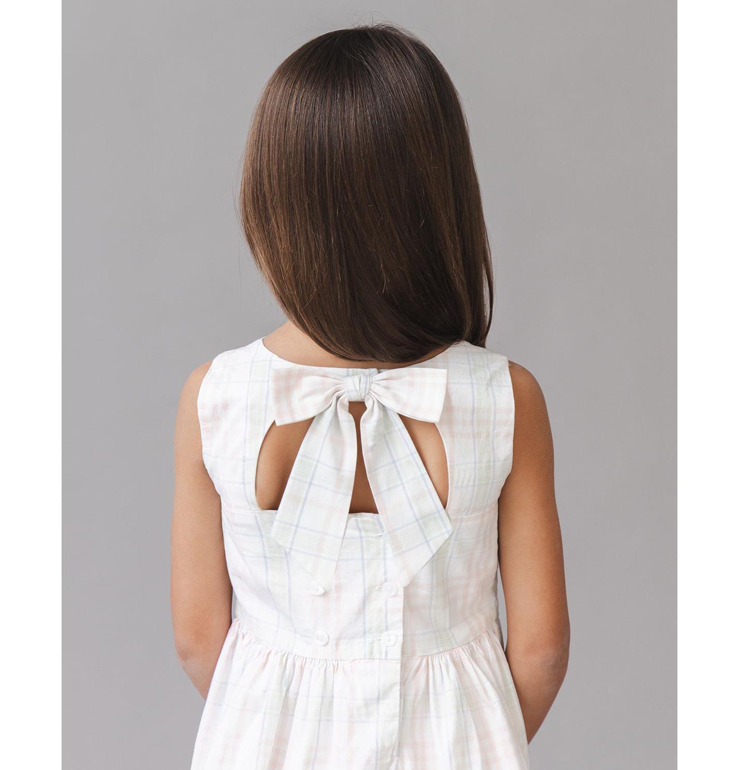 Платье Hope & Henry Organic Stretch Poplin Button Back Party Dress для девочек-малышей, цвет: Клетчатый — фото 4