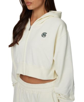 Women's Cropped Zipped Halftone Hoodie