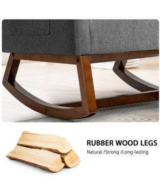 Rocking Chair High Back Upholstered Lounge Armchair w/ Side Pocket