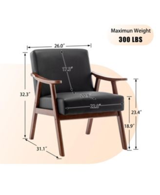 Modern PU Chair with Solid Wood Frame, Accent Chair Extra-Thick Backrest, Wingback Chair.