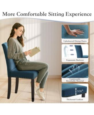 Parsons Dining Chairs Set of 4, Upholstered Fabric Chairs with Nailhead Trim