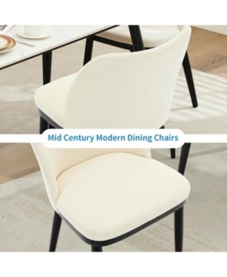 Velvet Dining Chairs Set of 2, Upholstered Side Chairs with Padded Seat & Wood Legs