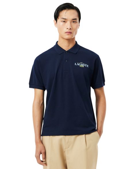 Мужское поло Lacoste Classic-Fit Printed Polo Shirt, цвет: Тёмно-синий