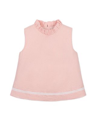 Big Girls Organic Ruffle Neck Seersucker Top