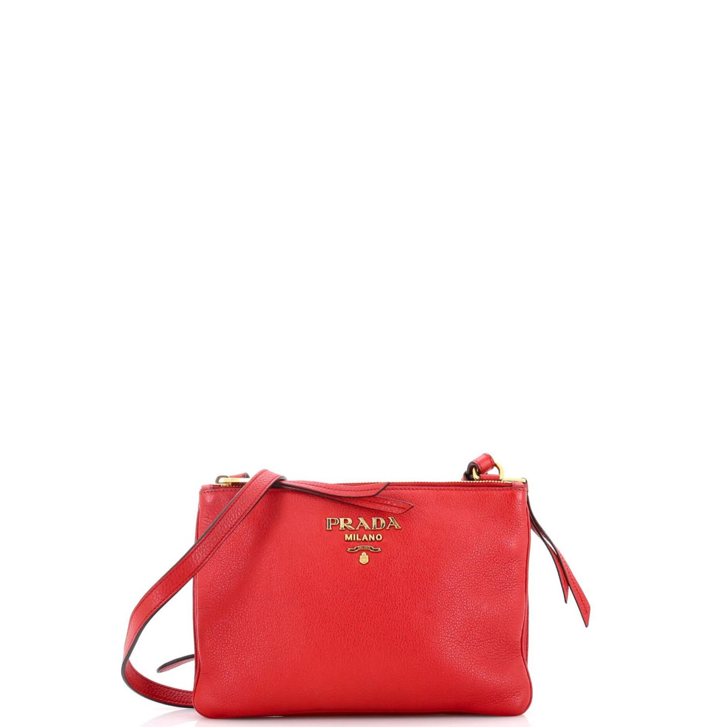 Small Double Zip Crossbody Bag Vitello Daino