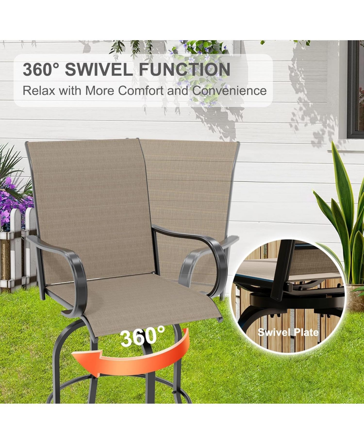 gaomon 5-Piece Outdoor Bar Set with Bistro Table and 4 Chairs, Bar Height Patio Dining Set