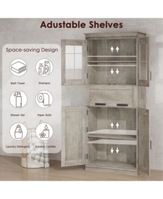 Tall Bathroom Cabinet, Storage Cabinet with Door and Drawer, Adjustable Shelf, Storage Freestanding for Laundry Room, Kitchen
