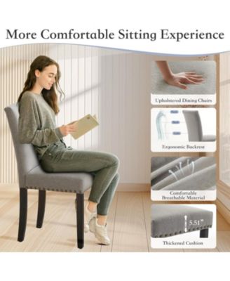 Parsons Dining Chairs Set of 6, Upholstered Fabric Chairs with Nail head Trim