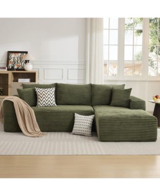 108" Sectional Couches for Living Room, L-Shaped Plush Corduroy Fabric Upholstered Modular Sectional Couches