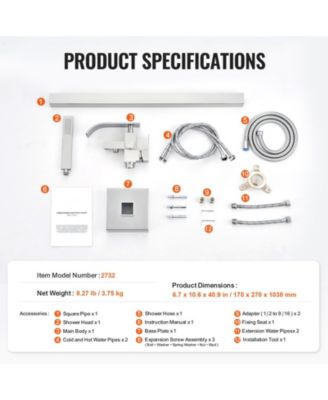 Floor Mount Freestanding Bathtub Faucet - 2 Modes 360degree(s) Swivel Spout