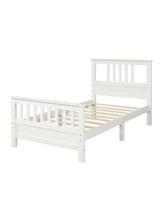 Twin Size Wood Platform Bed with 42 Inch Headboard 263 Inch Footboard and 10 Slats