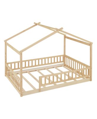 Full Size Wood House Bed Fence