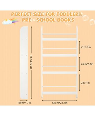 4-Tier Kids Bookshelf - Wall Mounted Bookcases, Toy and Book Storage Rack for Bedroom, Living Room and Nursery