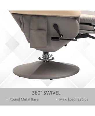 Manual Recliner Armchair PU Leather Lounge Chair Adjustable Leg Rest 360degree(s) Swivel