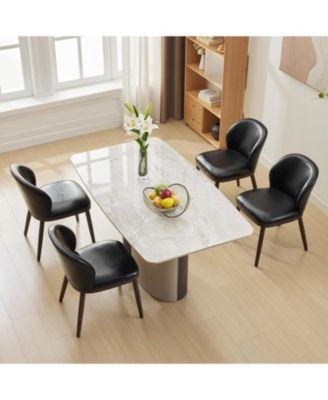 Dining Chairs Set of 6, Upholstered Kitchen Chairs with Ergonomic Back & Wood Legs