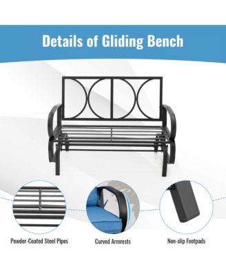 2-Person Outdoor Patio Glider Bench Swing Seat Bench w/ Seat and Back Cushions Brick