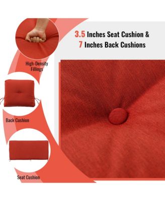 2-Person Outdoor Patio Glider Bench Swing Seat Bench w/ Seat and Back Cushions Brick