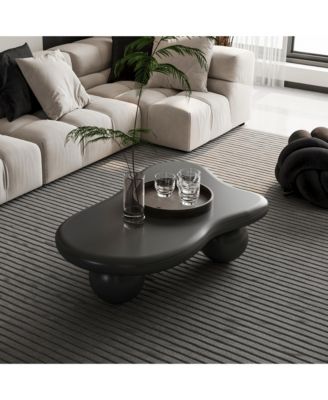 Cloud Shaped Coffee Table - Sturdy MDF Center Table with 3 Ball Legs, Modern Low Accent Table for Small Space