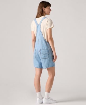 Women's Vintage-Inspired Square Neck Adjustable Straps Shortalls