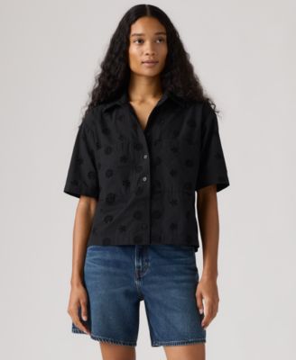 Premium Women's Novelty Harlie Short-Sleeve Cotton Cropped Shirt