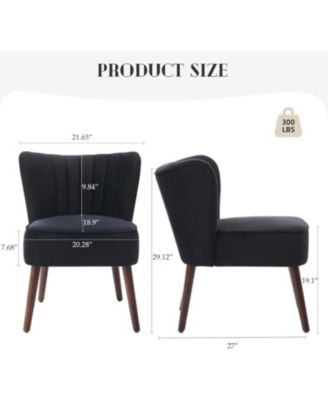 Modern Velvet Accent Chair with Wood Legs