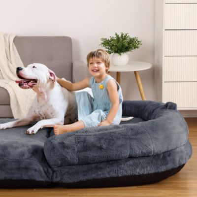 Human Giant Dog Bed for People Adult, Foldable Lazy Sofa Bed for Men Women and Pets, Washable Corduroy Nap Bed