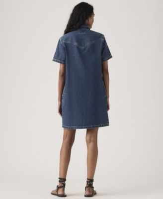 Women's Louisa Short-Sleeve Collared Cotton Denim Dress