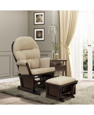 Nursery Glider Rocking Chair with Ottoman and Thick Padded Cushion