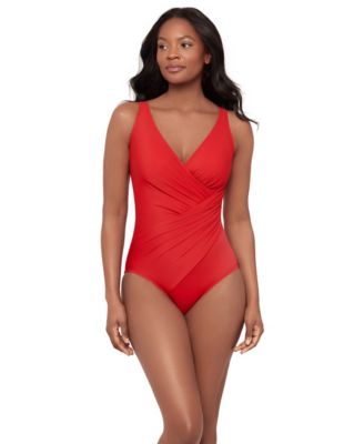 Women's DD Cup Must Haves Oceanus Draped Allover-Slimming One-Piece Swimsuit