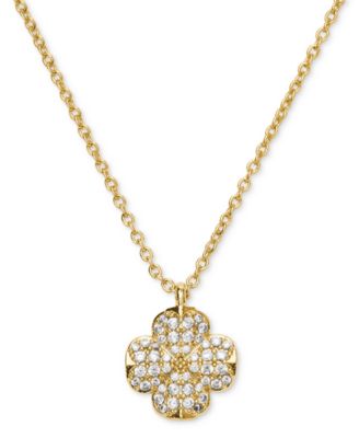 Gold Plated Flower Pave Mini Pendant Necklace