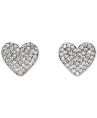 Cubic Zirconia Pave Heart Stud Earrings