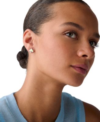 Gold-Tone Brass Spade Enamel Stud Earrings