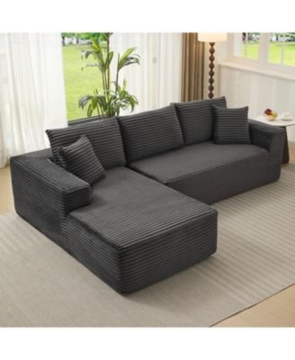 108" Sectional Couches for Living Room, L-Shaped Plush Corduroy Fabric Upholstered Modular Sectional Couches