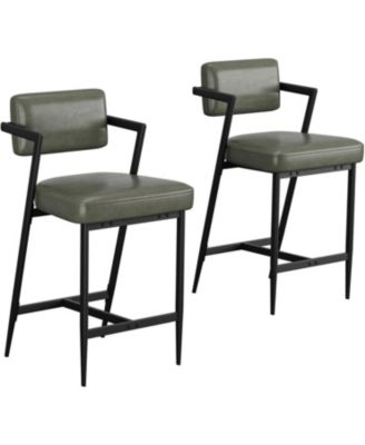 Bar Stools Set of 4 with Armrests,Counter Height Bar Stools of 4 with Backrest,Footrest,Thick Cushion and Thickened Metal Legs for Island