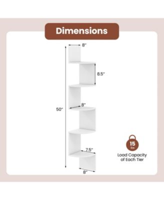 5 Tier Corner Wall Shelf Floating Organizer for Books & Decor