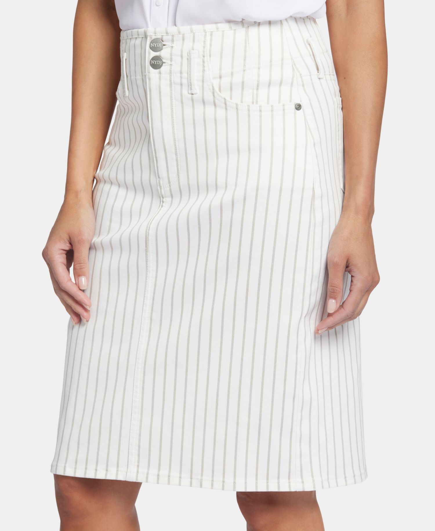 Petite High-Waist Button Closure Skirt