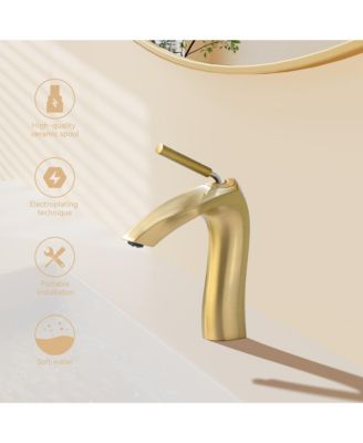 Brushed Gold Single Handle Lavatory Basin Sink Faucet
