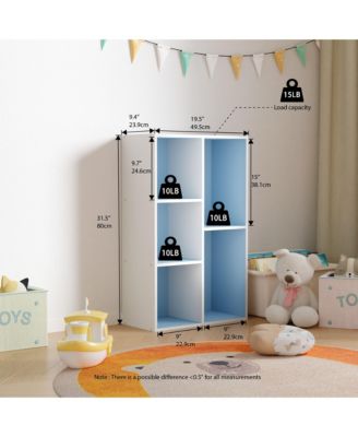 5 Cube Storage Bookshelf Kids Toy Organizer Horizontal Vertical, Blue