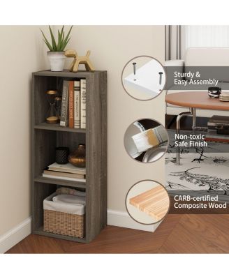 3 Cube Decorative Bookshelf Open Bookcase Toy Storage Organizer Horizontal Vertical, Gray