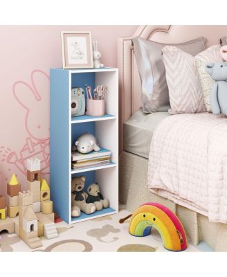 3 Cube Decorative Bookshelf Open Bookcase Toy Storage Organizer Horizontal Vertical, Blue