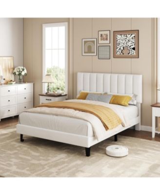Iron MDF Vertical Pattern Soft Bag Basic Bed, Upholstered Bed Frame, Stylish Design, Comfortable Mattress, No Box Spring