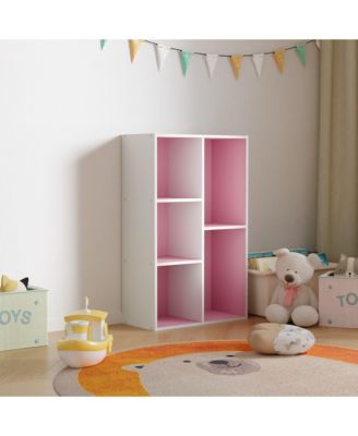 5 Cube Storage Bookshelf Kids Toy Organizer Horizontal Vertical, Pink