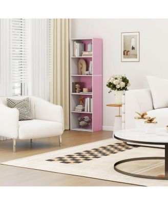 5 Cube Decorative Open Bookshelf Kids Toy Storage Organizer Horizontal Vertical, Pink