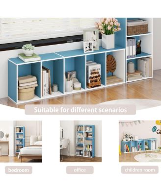 5 Cube Decorative Open Bookshelf Kids Toy Storage Organizer Horizontal Vertical, Blue
