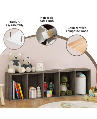 5 Cube Decorative Open Bookshelf Kids Toy Storage Organizer Horizontal Vertical, Gray