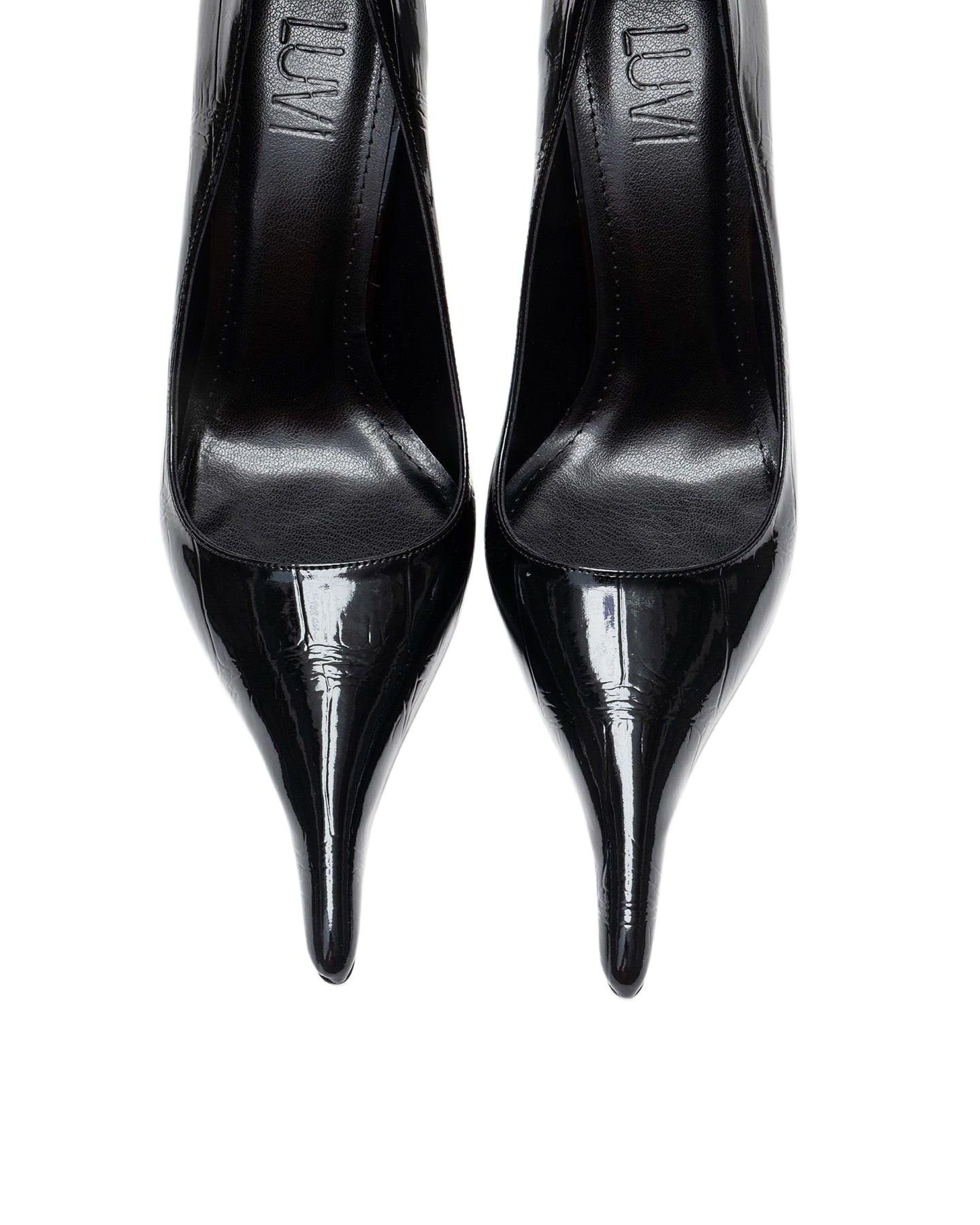 Женские туфли Prologue Shoes Luce Pointed Toe Stiletto, цвет: Чёрный с принтом — фото 4