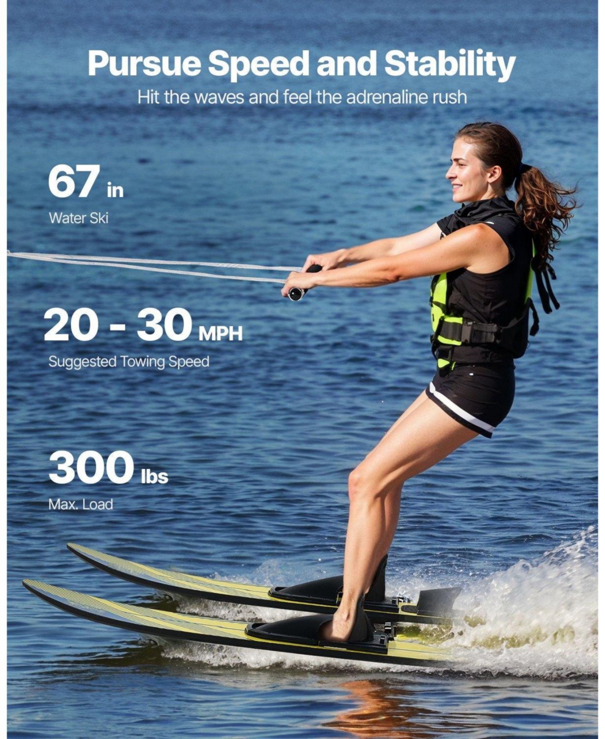 Mecale Adult Water Skis with Adjustable Bindings