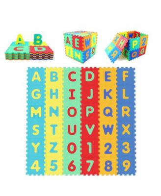 36-Piece Interlocking Baby Puzzle Floor Tiles with Alphabet