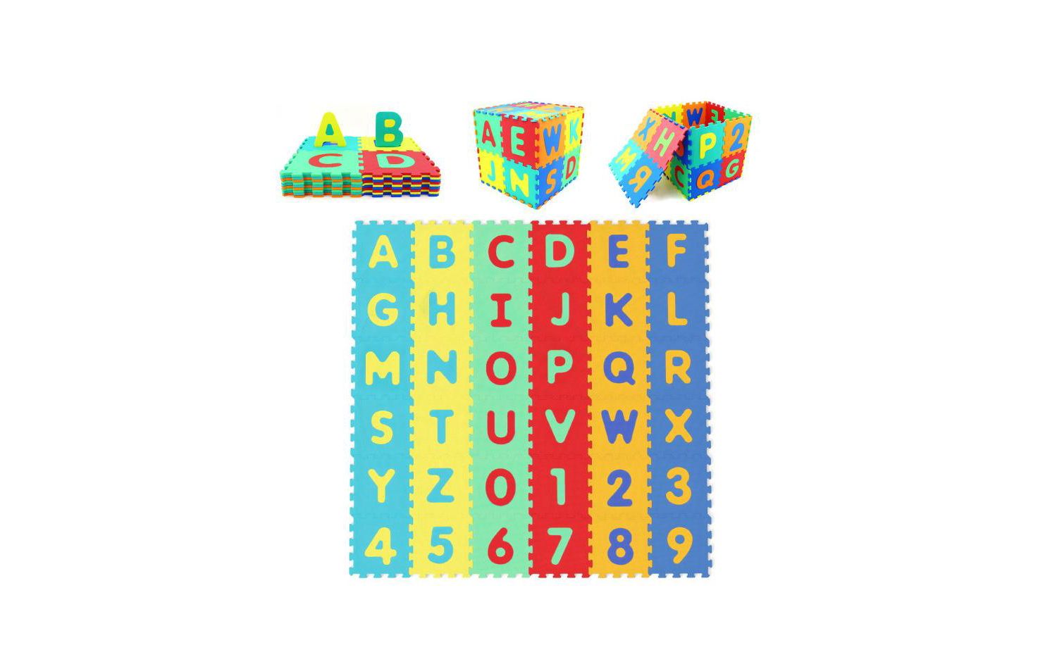 36-Piece Interlocking Baby Puzzle Floor Tiles with Alphabet