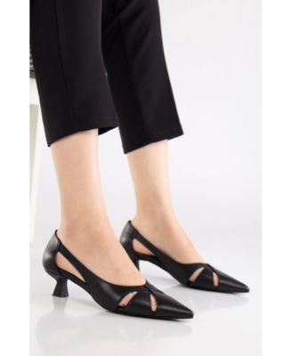 Women's Sidal Kitten Heel Leather Pumps